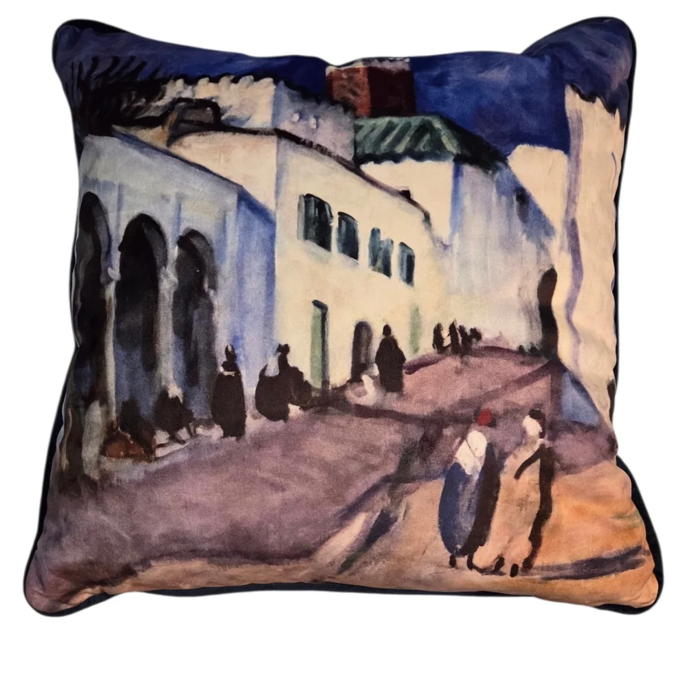 Djebel Morocco Boho Throw Pillow NWT Global Decor Street Scene Minaret at Tanger - Picture 1 of 8